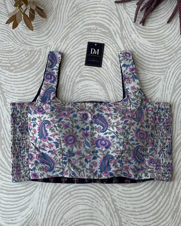 The Dual Muse Reversible Cotton Stretchable Blouse - Black and White Floral