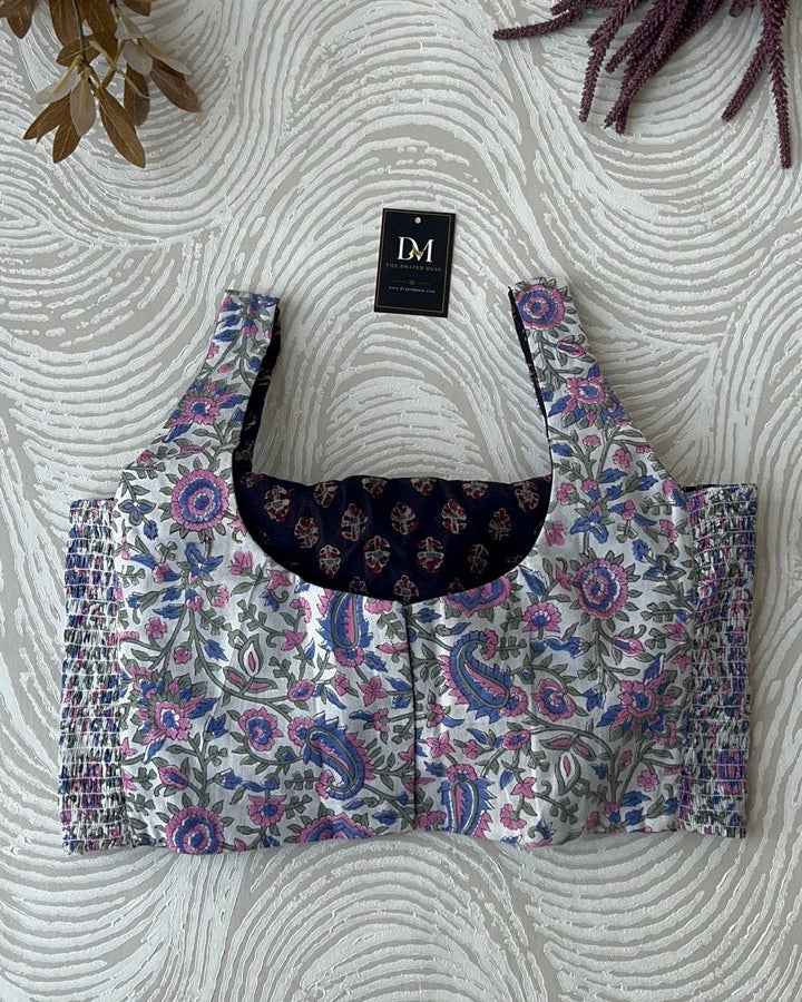 The Dual Muse Reversible Cotton Stretchable Blouse - Black and White Floral