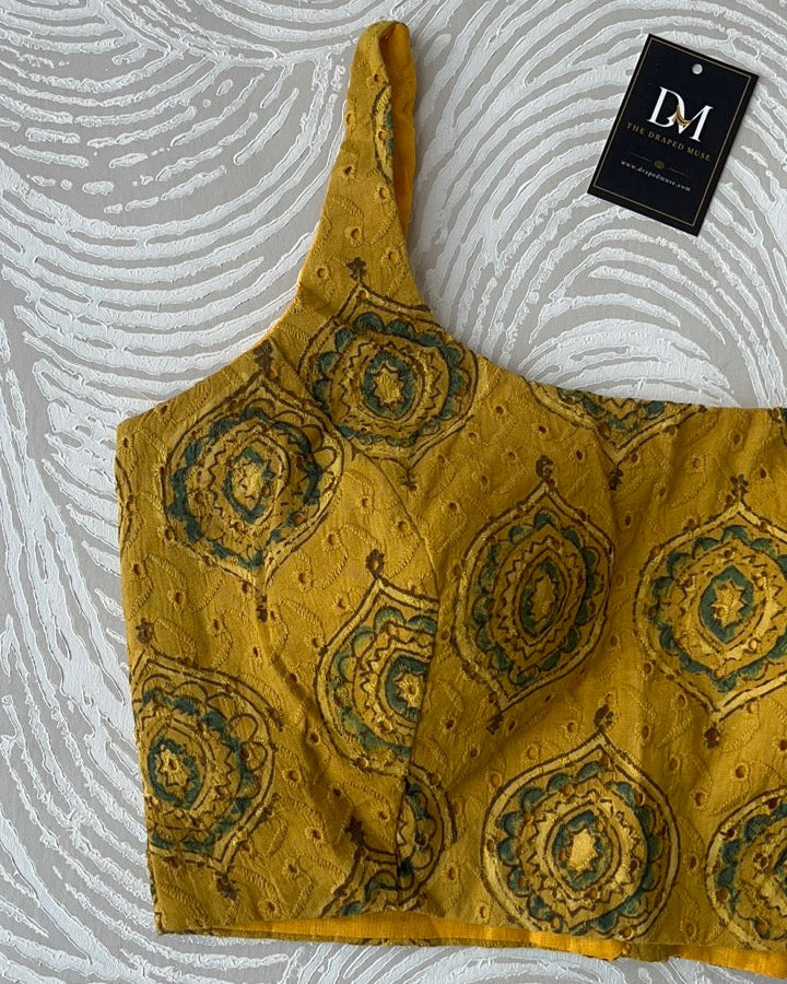 Mustard Ajrakh Blouse on Hakoba Cotton