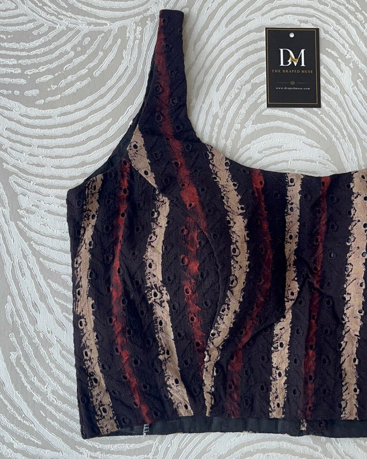 Black Ajrakh Blouse in Premium Hakoba Cotton
