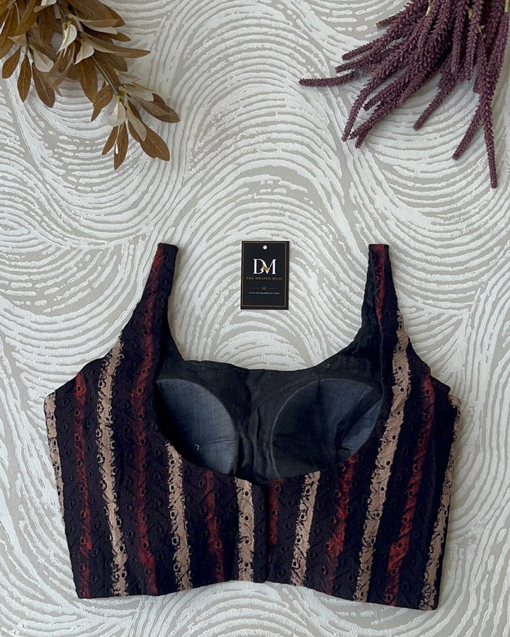 Black Ajrakh Blouse in Premium Hakoba Cotton