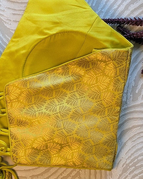 Lemon Yellow Halter Neck Blouse - Readymade Saree Blouse