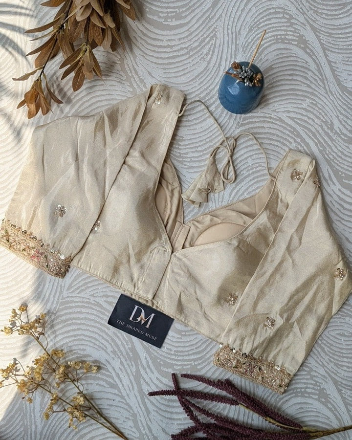 Off-White Sweetheart Neck Blouse - Readymade Saree Blouse