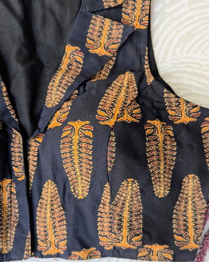 Black Collar Neck Blouse - Readymade Saree Blouse