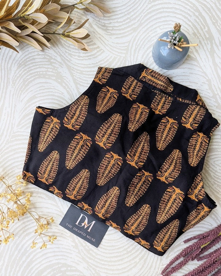 Black Collar Neck Blouse - Readymade Saree Blouse