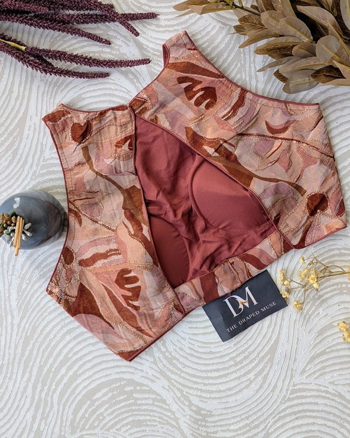 Pink Halter Neck Blouse - Readymade Saree Blouse