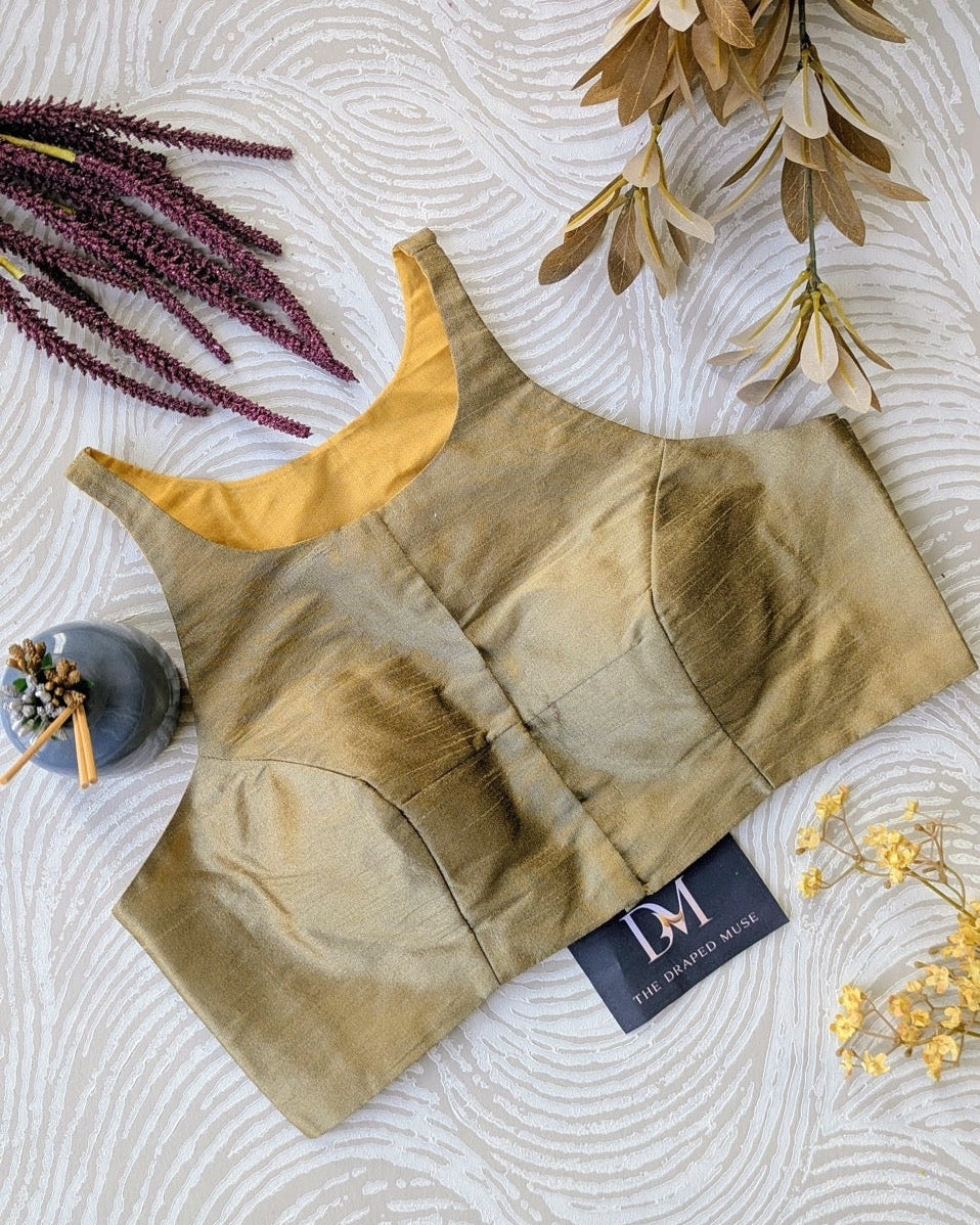 Gold Racer Back Blouse - Readymade Saree Blouse