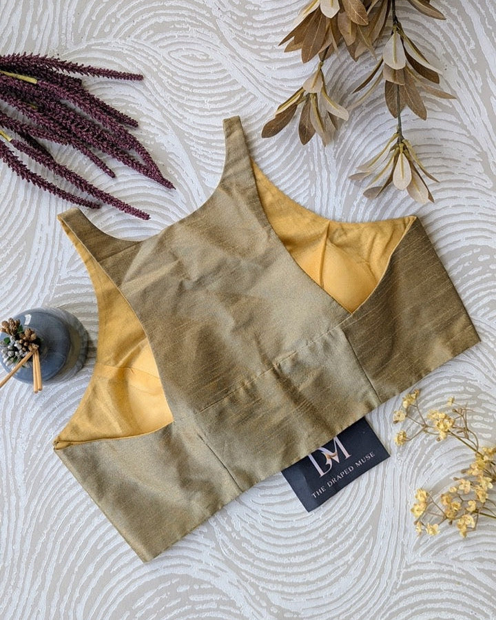 Gold Racer Back Blouse - Readymade Saree Blouse