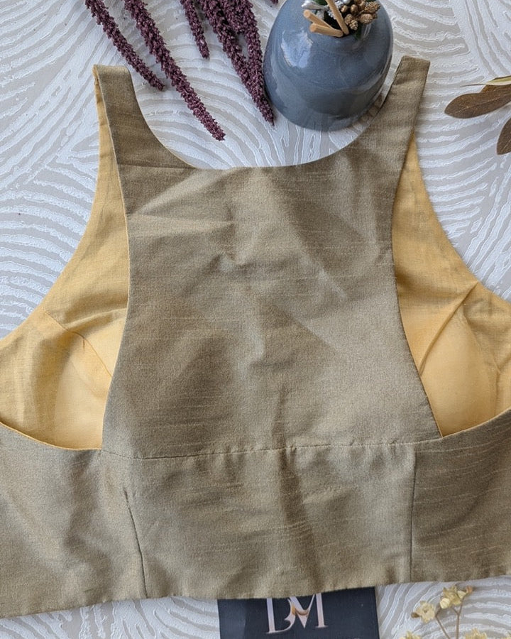 Gold Racer Back Blouse - Readymade Saree Blouse