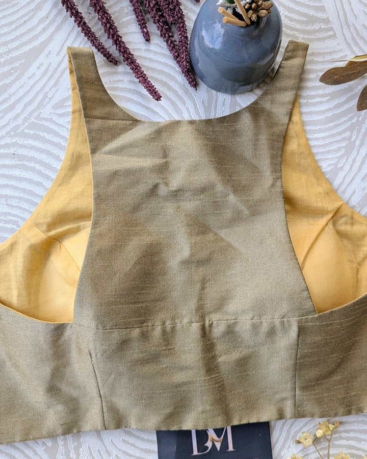 Gold Racer Back Blouse - Readymade Saree Blouse