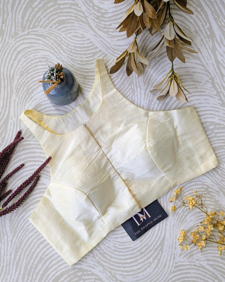 Off-White Racer Back Blouse - Readymade Saree Blouse