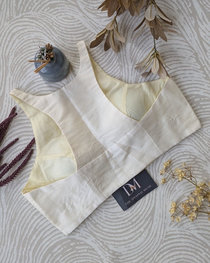 Off-White Racer Back Blouse - Readymade Saree Blouse