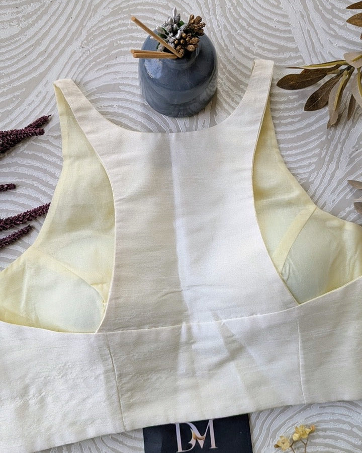 Off-White Racer Back Blouse - Readymade Saree Blouse