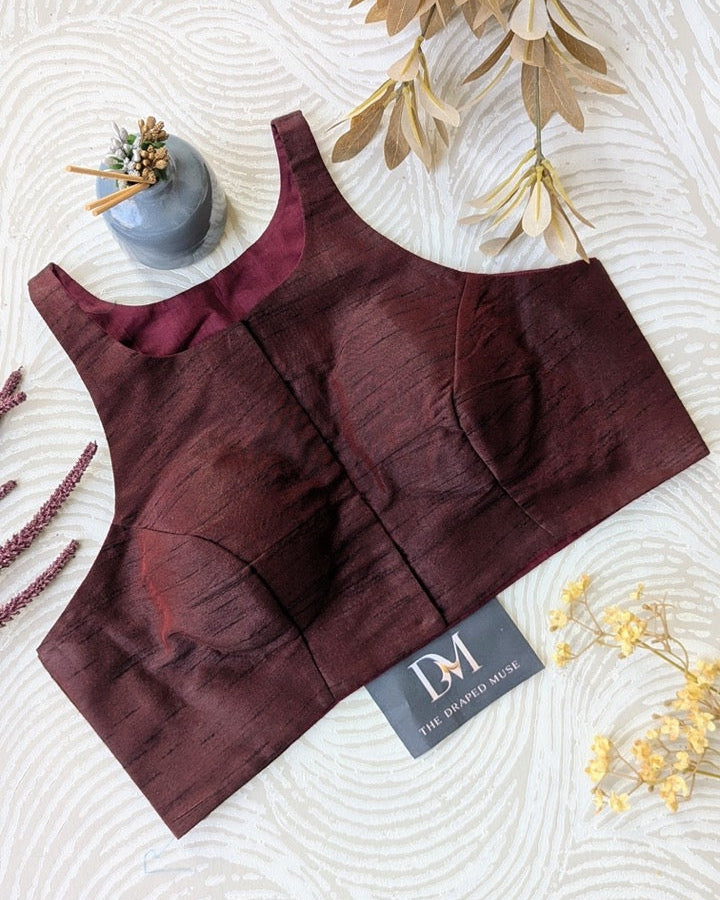 Maroon Racer Back Blouse - Readymade Saree Blouse