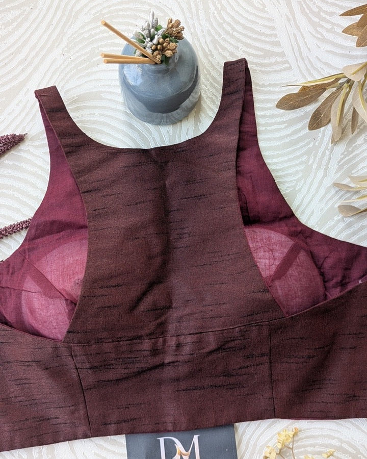 Maroon Racer Back Blouse - Readymade Saree Blouse