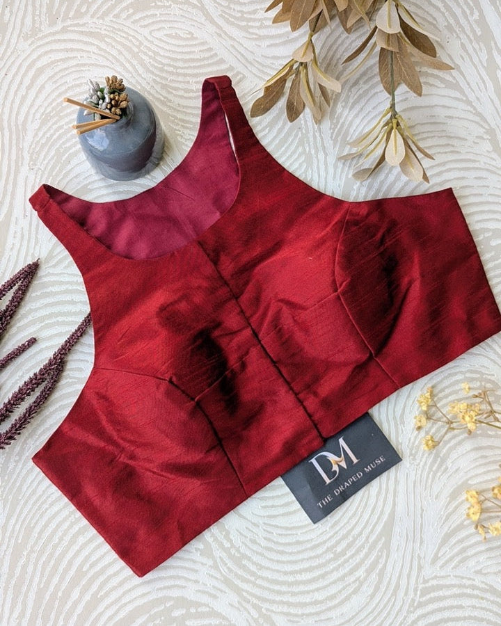 Red Racer Back Blouse - Readymade Saree Blouse