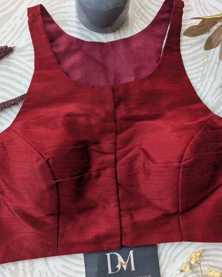 Red Racer Back Blouse - Readymade Saree Blouse