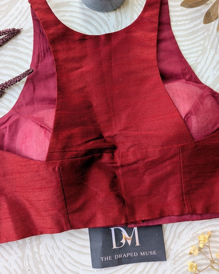 Red Racer Back Blouse - Readymade Saree Blouse