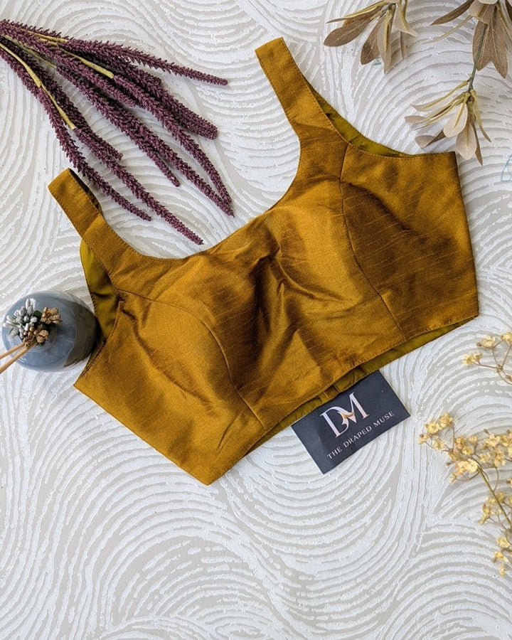 Gold Bollywood Raw Silk Blouse - Readymade Saree Blouse