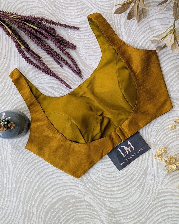Gold Bollywood Raw Silk Blouse - Readymade Saree Blouse
