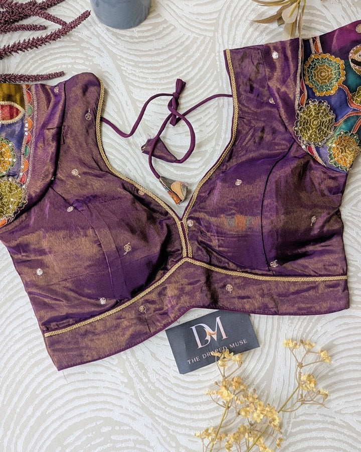 Purple Tissue Silk Blouse - Readymade Saree Blouse