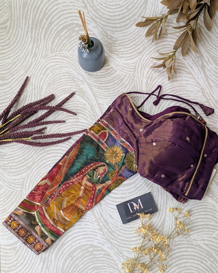 Purple Tissue Silk Blouse - Readymade Saree Blouse