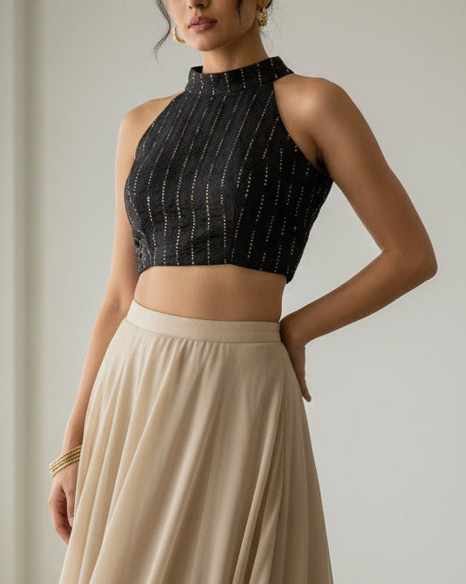 Black Halter Blouse - Readymade Saree Blouse