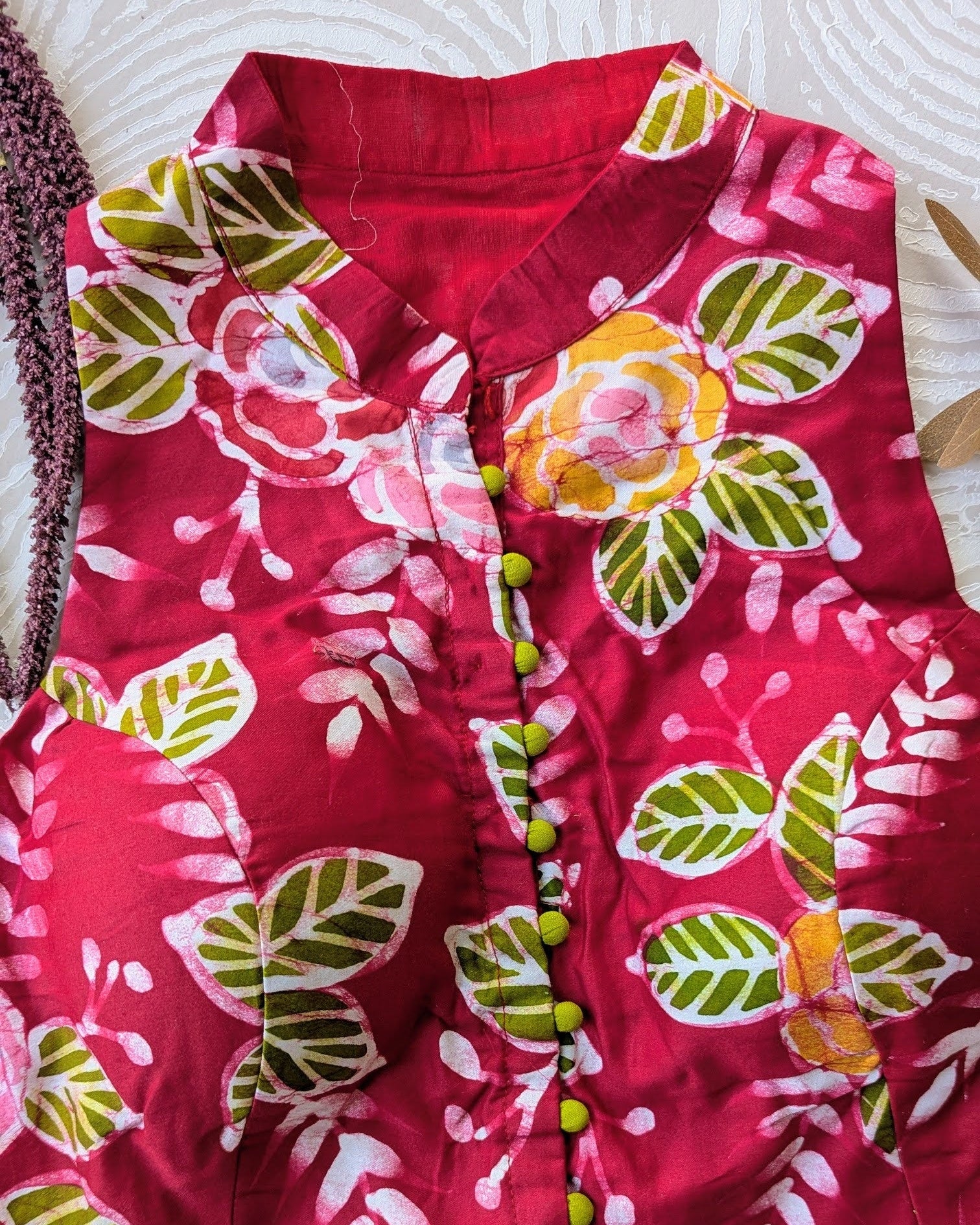 Pink Batik Print Blouse - Readymade Saree Blouse