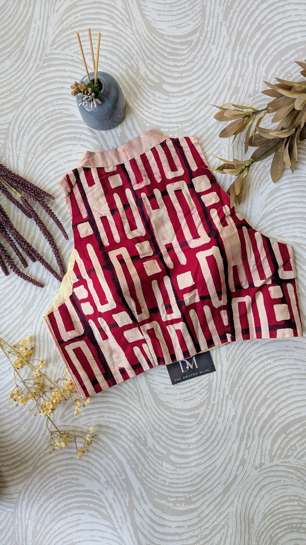 Beige Batik Print Blouse - Readymade Saree Blouse