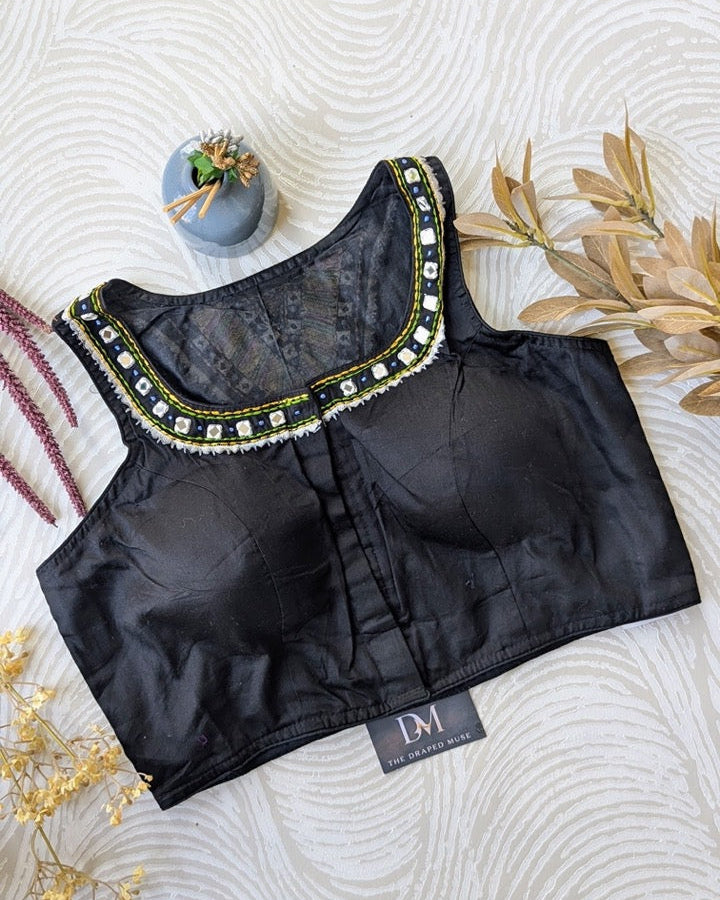 Black Racer Back Blouse - Readymade Saree Blouse