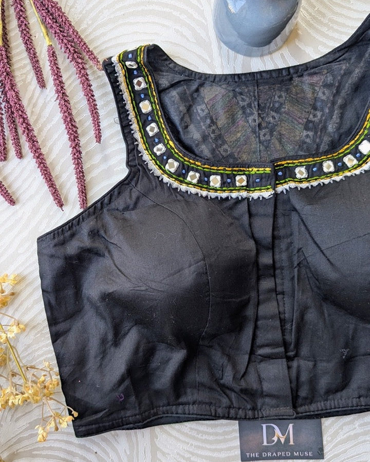 Black Racer Back Blouse - Readymade Saree Blouse