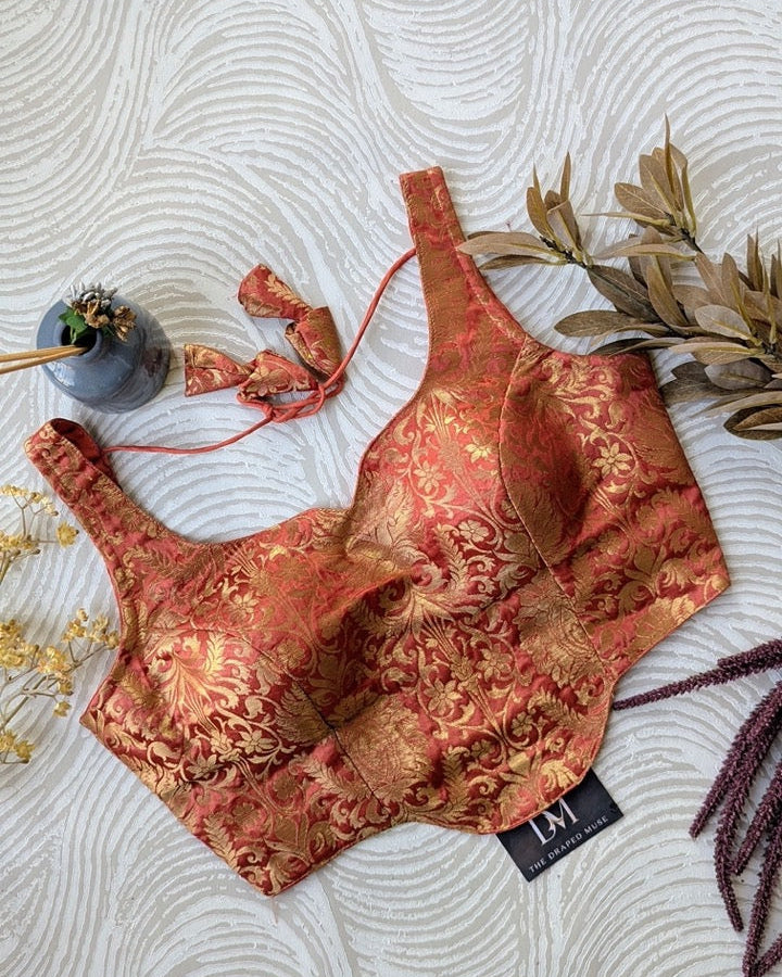 Peach Short Corset Blouse - Readymade Saree Blouse