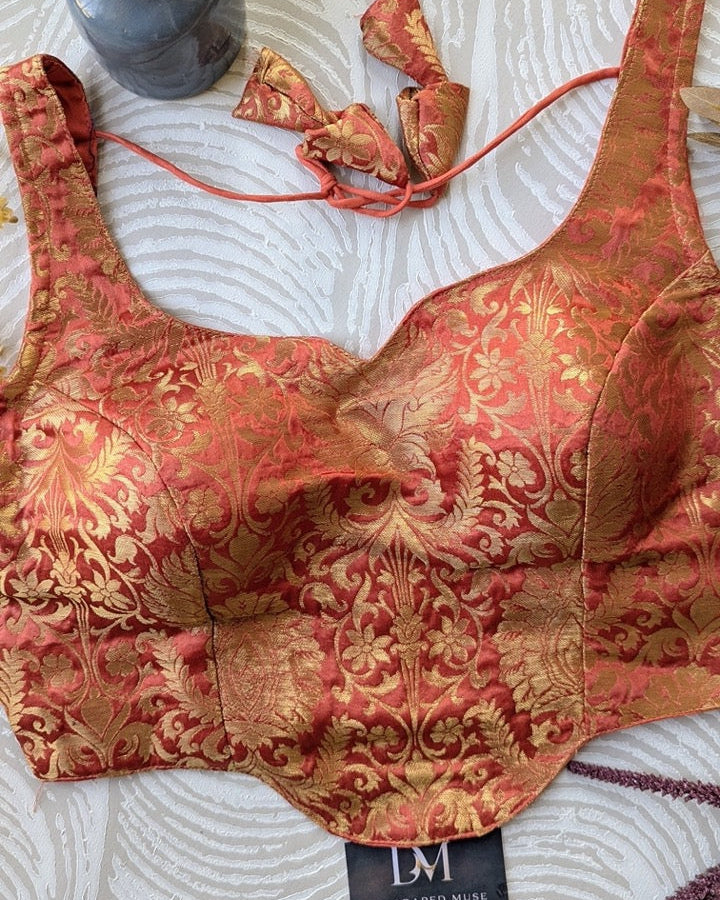 Peach Short Corset Blouse - Readymade Saree Blouse
