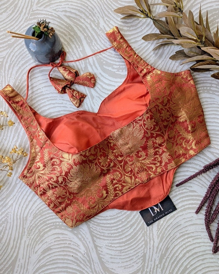 Peach Short Corset Blouse - Readymade Saree Blouse