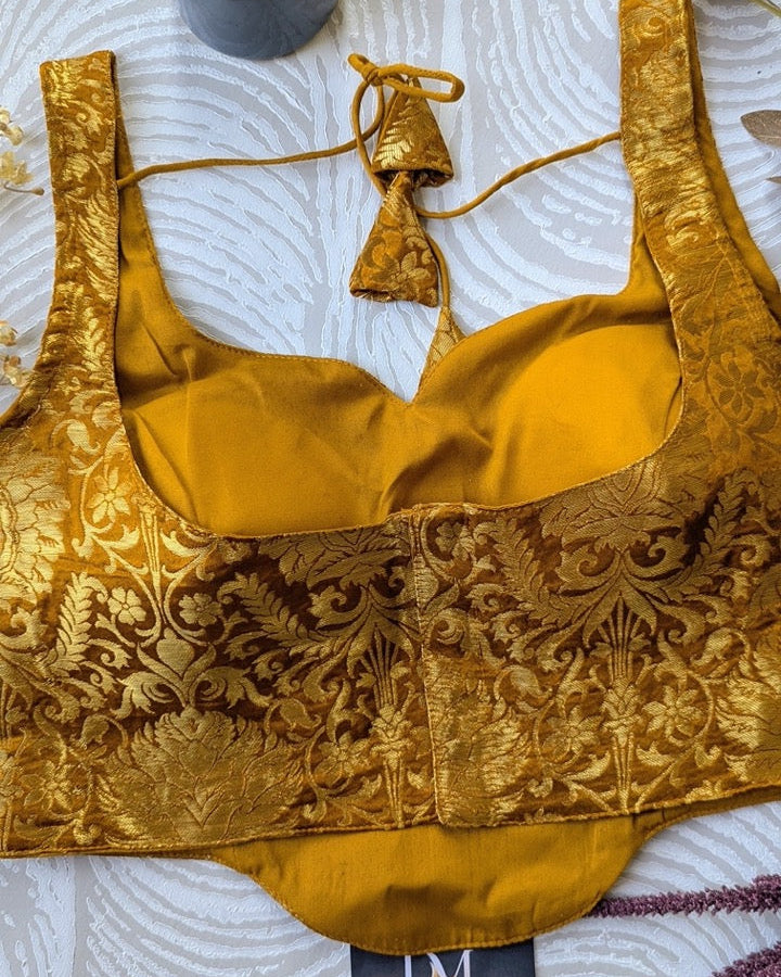 Mustard Yellow Short Corset Blouse - Readymade Saree Blouse