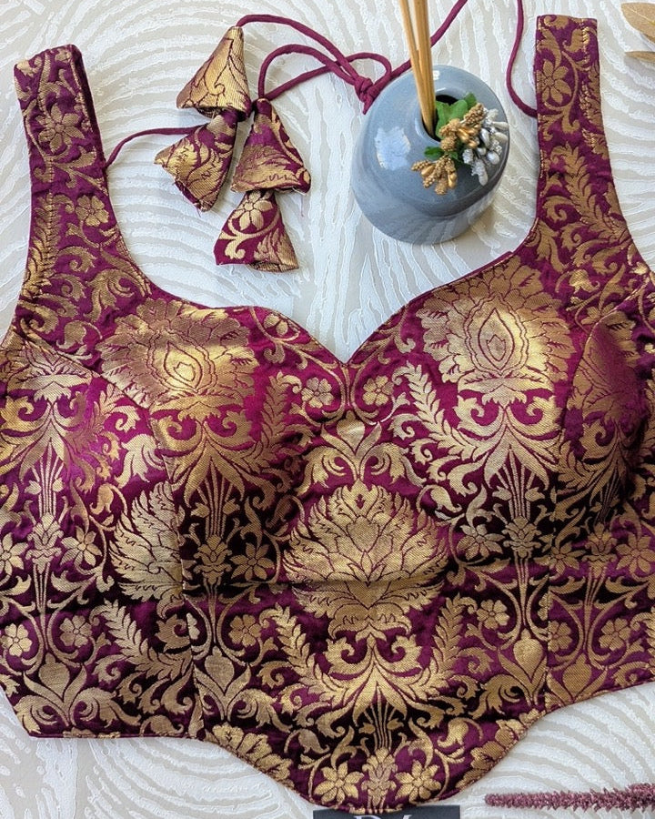 Purple Short Corset Blouse - Readymade Saree Blouse