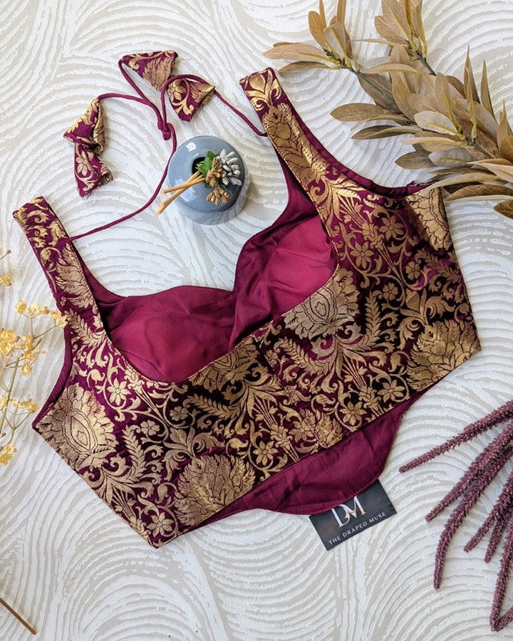 Purple Short Corset Blouse - Readymade Saree Blouse