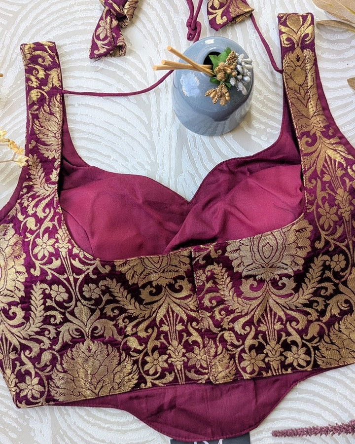 Purple Short Corset Blouse - Readymade Saree Blouse