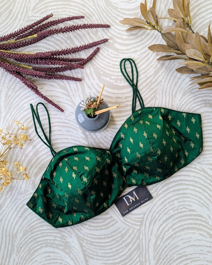 Green Spaghetti Blouse - Readymade Saree Blouse