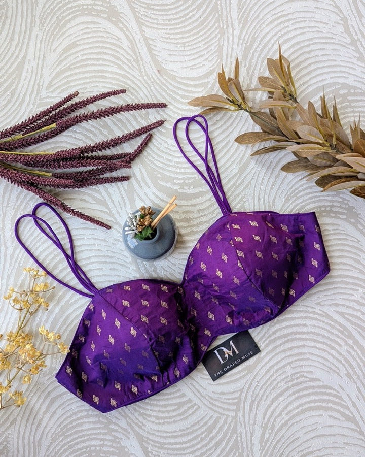 Purple Spaghetti Blouse - Readymade Saree Blouse