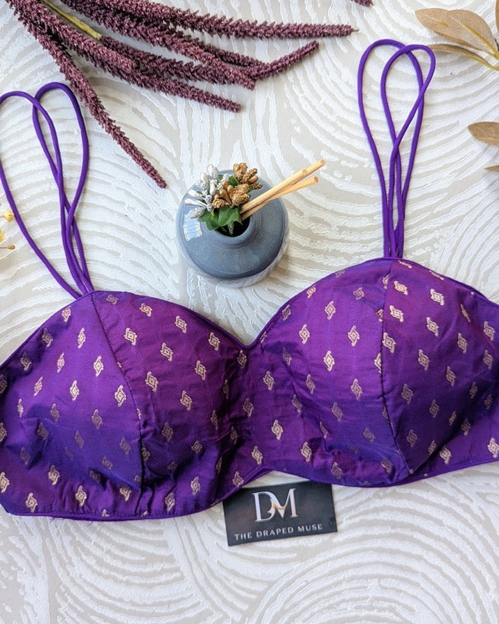 Purple Spaghetti Blouse - Readymade Saree Blouse