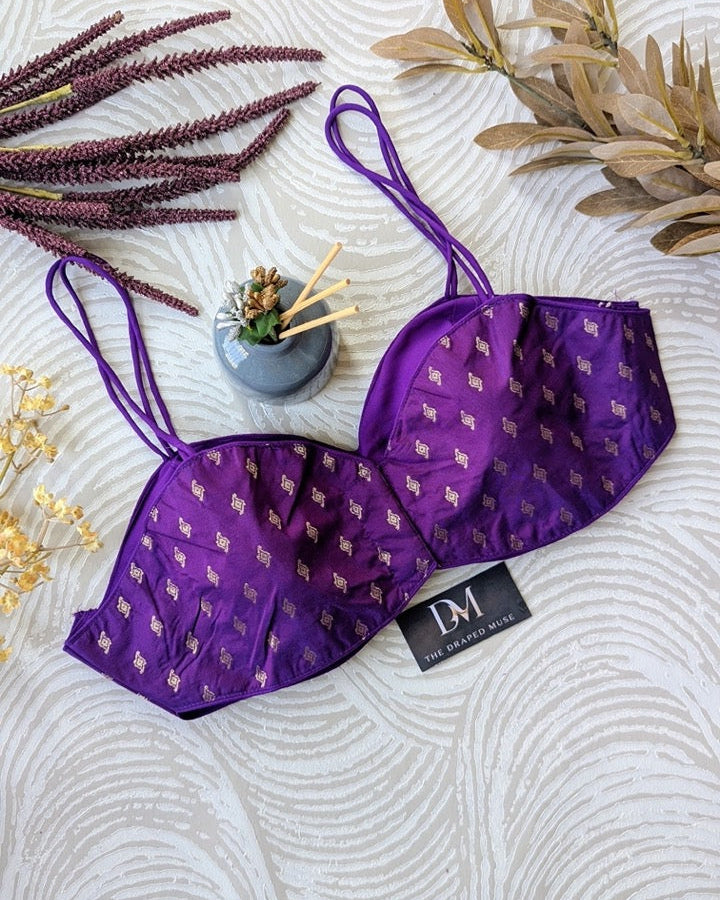 Purple Spaghetti Blouse - Readymade Saree Blouse