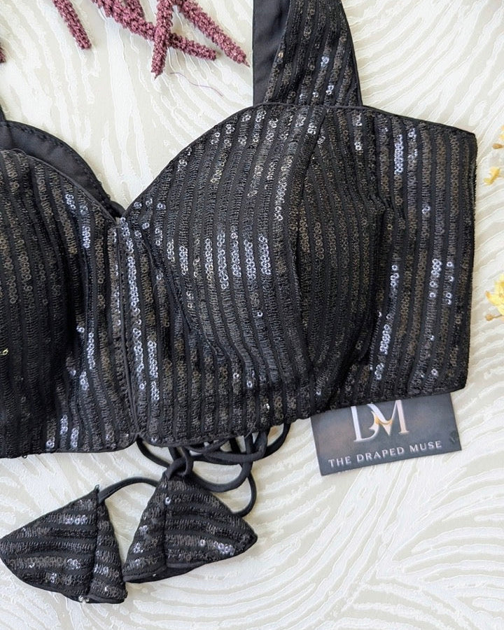 Black Shimmer Hollywood Blouse - Readymade Saree Blouse