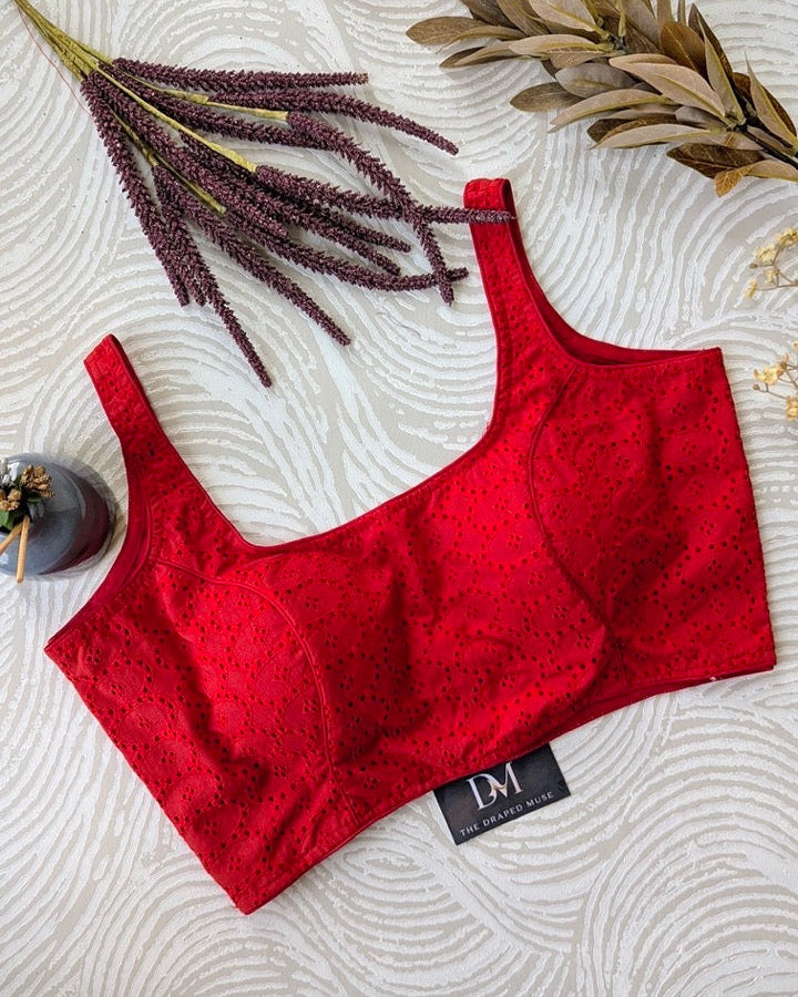 Red Hakoba Bollywood Blouse - Readymade Saree Blouse