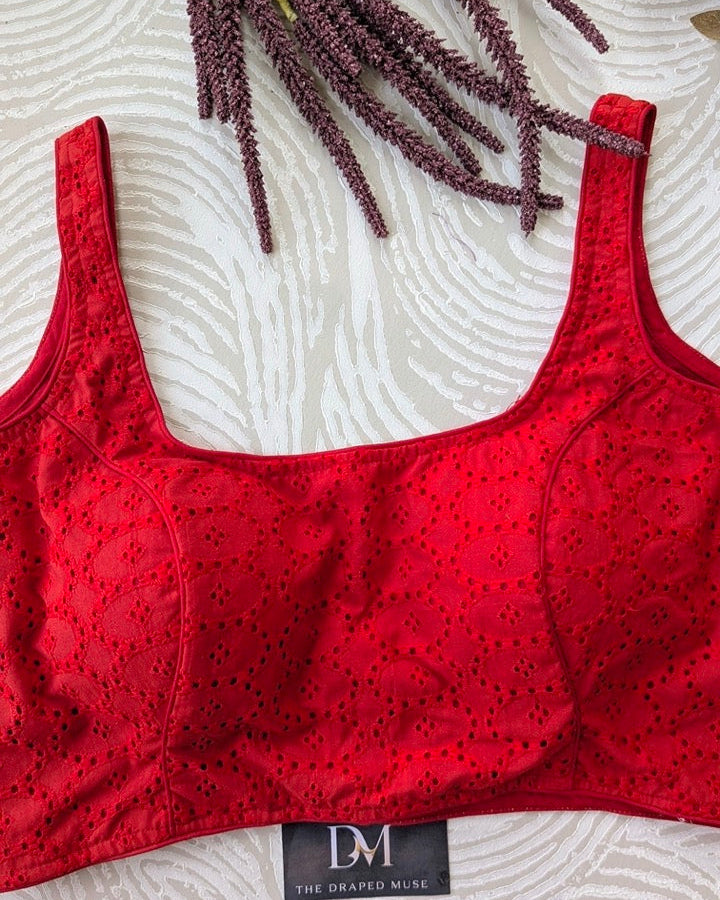 Red Hakoba Bollywood Blouse - Readymade Saree Blouse