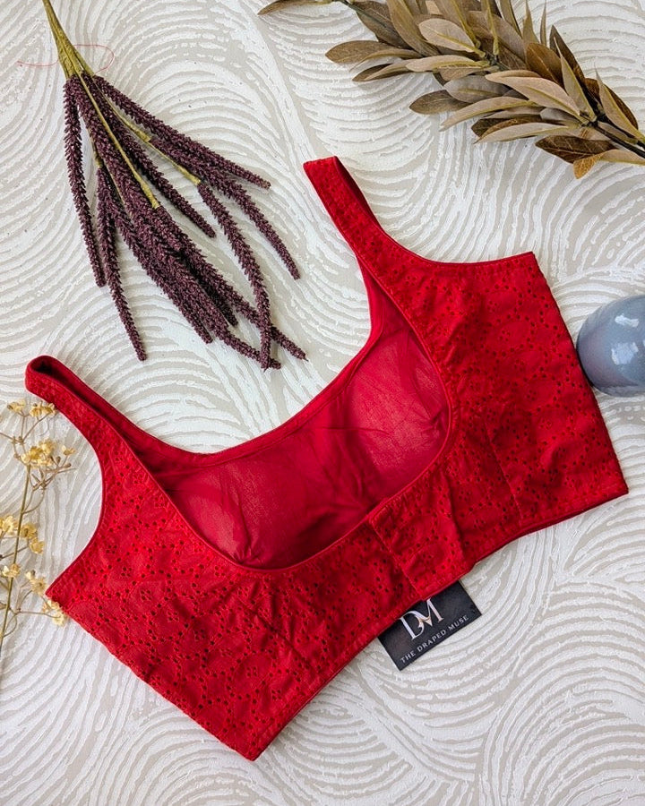 Red Hakoba Bollywood Blouse - Readymade Saree Blouse