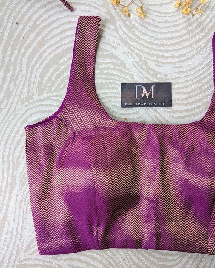 Purple Golden Zari Blouse - Readymade Saree Blouse