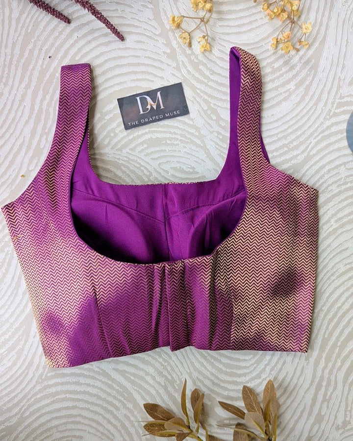 Purple Golden Zari Blouse - Readymade Saree Blouse