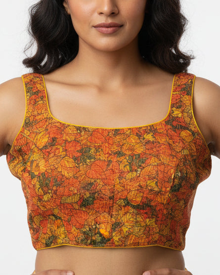 Yellow Sequins Work Georgette Blouse - Readymade Saree Blouse