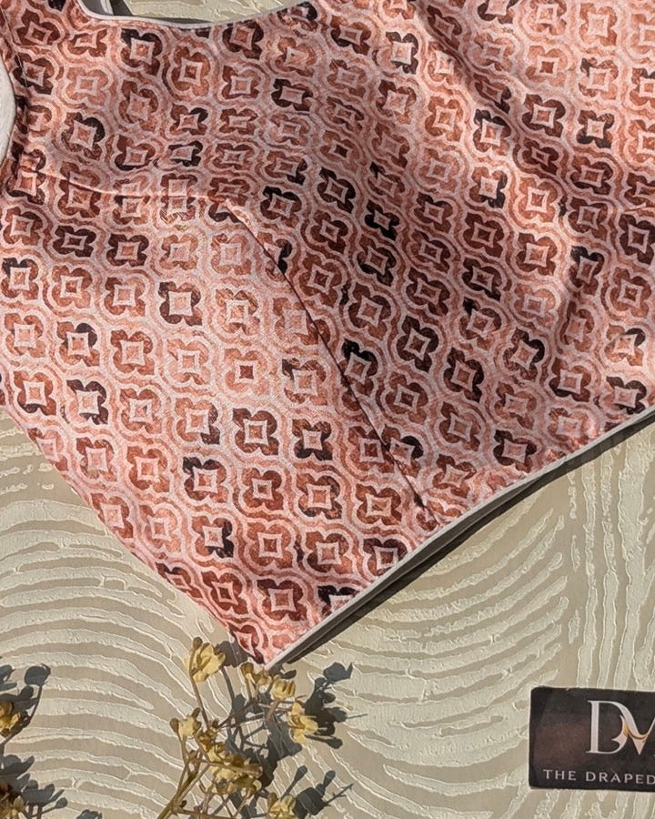 Pink Digital Print Blouse - Readymade Saree Blouse